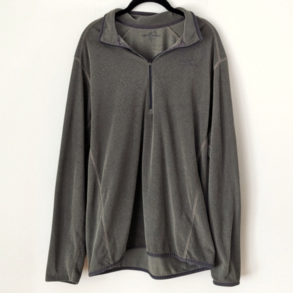 Eddie Bauer Thermal Relaxed Fit Quarter Zip Long‎ Sleeve Olive Green Shirt M